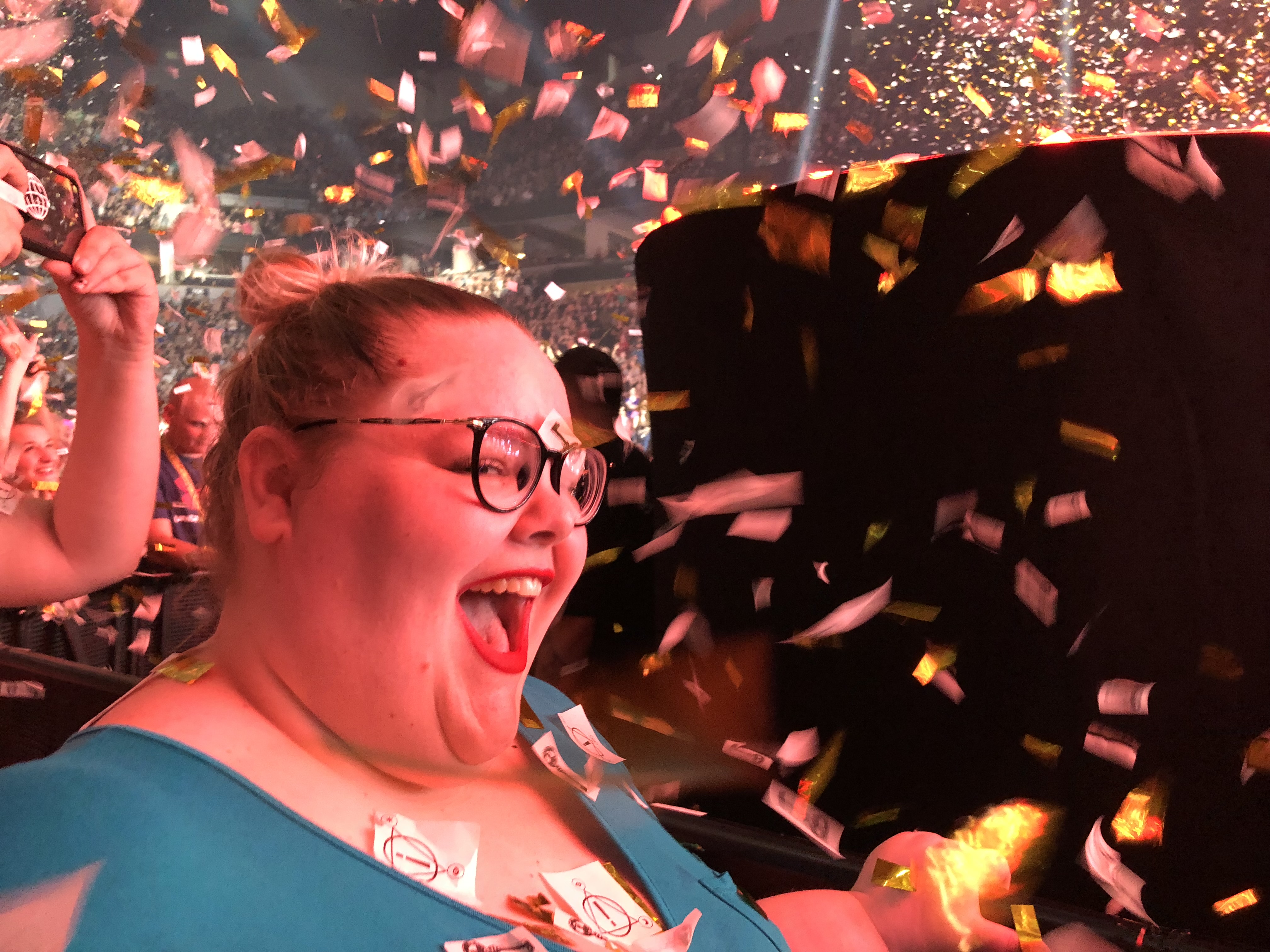 ash screaming while being rained on by panic! at the disco confetti