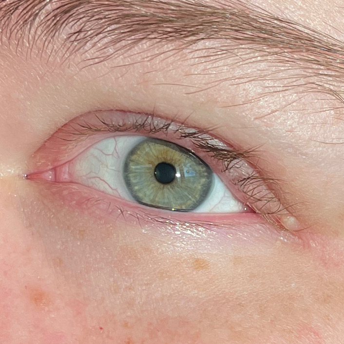 a close up of a blue-green-brown eye in the sun